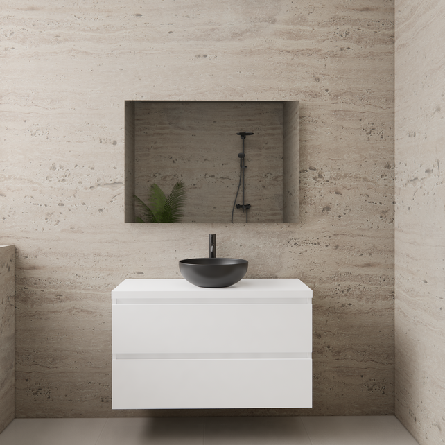 Badkamermeubel Gliss Project 100cm⎢Hoogglans Wit⎢Onderkast met topblad