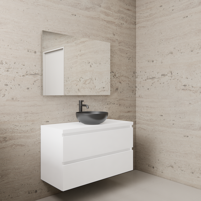 Badkamermeubel Gliss Project 100cm⎢Hoogglans Wit⎢Onderkast met topblad