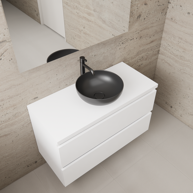 Badkamermeubel Gliss Project 100cm⎢Hoogglans Wit⎢Onderkast met topblad