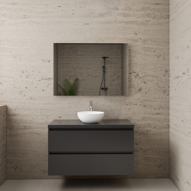 Badkamermeubel Gliss Project 100cm⎢Hoogglans Antraciet⎢Onderkast met topblad Badkamermeubel Gliss Project 100cm⎢Hoogglans Antraciet⎢Onderkast met topblad