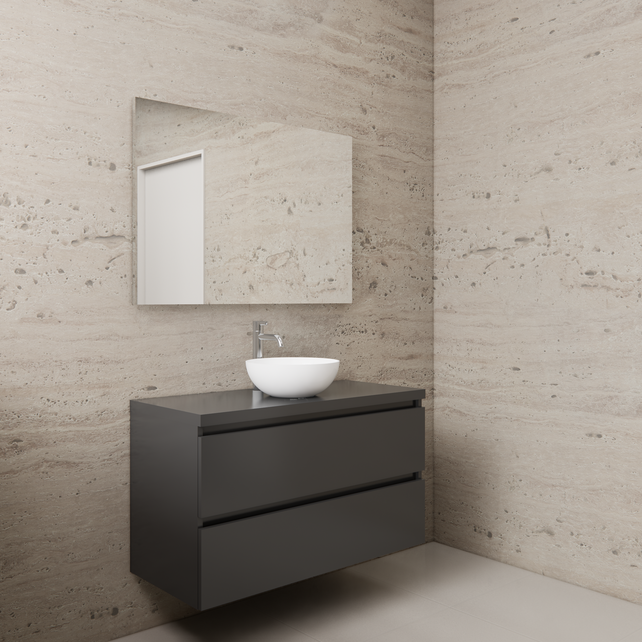 Badkamermeubel Gliss Project 100cm⎢Hoogglans Antraciet⎢Onderkast met topblad Badkamermeubel Gliss Project 100cm⎢Hoogglans Antraciet⎢Onderkast met topblad