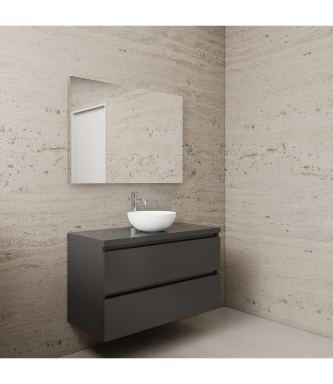 GLISS DESIGN Badkamermeubel Gliss Project 100cm⎢Hoogglans Antraciet⎢Onderkast met topblad