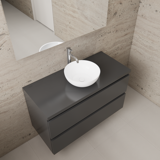 Badkamermeubel Gliss Project 100cm⎢Hoogglans Antraciet⎢Onderkast met topblad Badkamermeubel Gliss Project 100cm⎢Hoogglans Antraciet⎢Onderkast met topblad