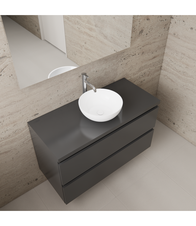 Badkamermeubel Gliss Project 100cm⎢Hoogglans Antraciet⎢Onderkast met topblad