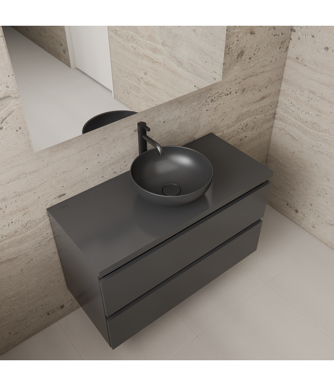 GLISS DESIGN Badkamermeubel Gliss Project 100cm⎢Hoogglans Antraciet⎢Onderkast met topblad