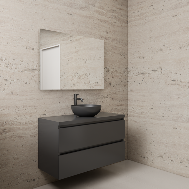 Badkamermeubel Gliss Project 100cm⎢Hoogglans Antraciet⎢Onderkast met topblad Badkamermeubel Gliss Project 100cm⎢Hoogglans Antraciet⎢Onderkast met topblad