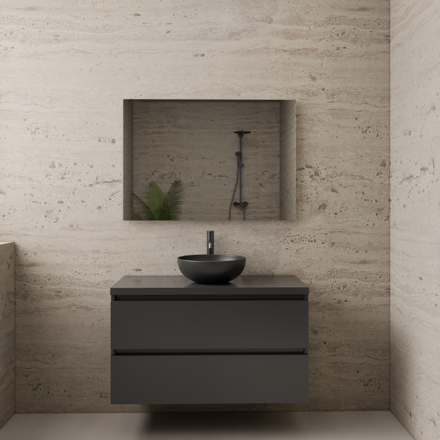 Badkamermeubel Gliss Project 100cm⎢Hoogglans Antraciet⎢Onderkast met topblad Badkamermeubel Gliss Project 100cm⎢Hoogglans Antraciet⎢Onderkast met topblad
