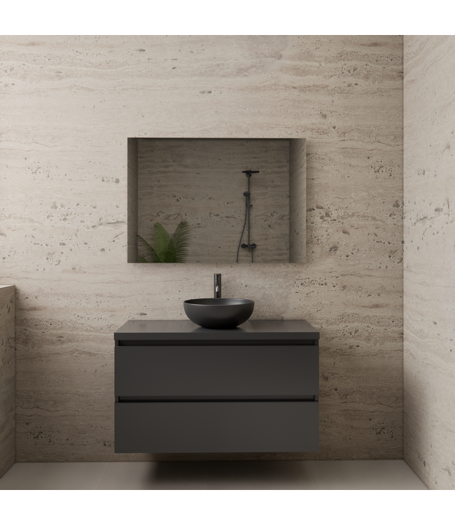 Badkamermeubel Gliss Project 100cm⎢Hoogglans Antraciet⎢Onderkast met topblad