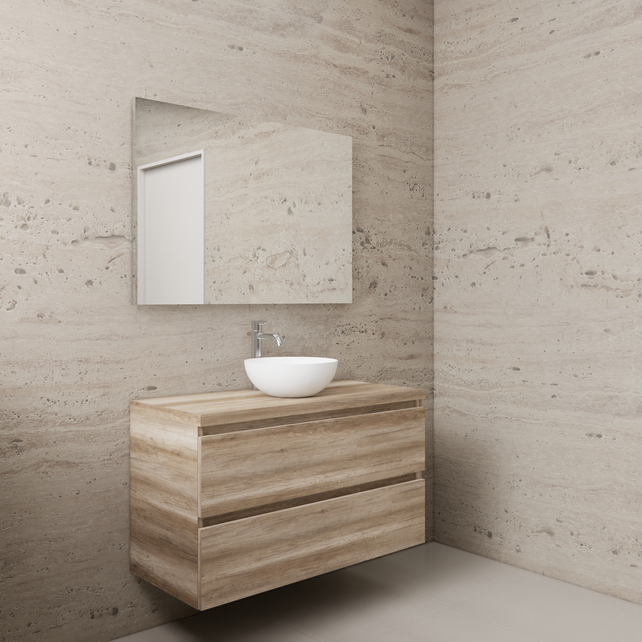 Badkamermeubel Gliss Project 100cm⎢Canyon Oak⎢Onderkast met topblad