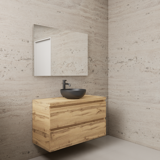 Badkamermeubel Gliss Project 100cm⎢Dakota Oak⎢Onderkast met topblad