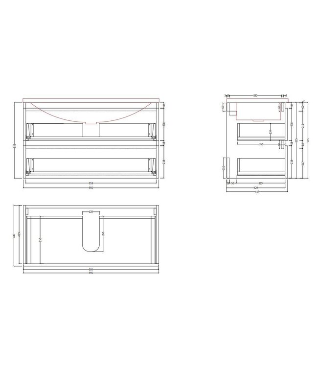 Badkamermeubel Gliss Project 100cm⎢Wellington Oak⎢Onderkast met topblad