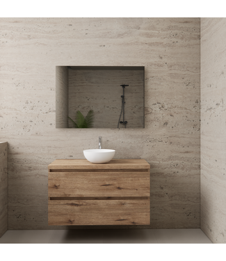 GLISS DESIGN Badkamermeubel Gliss Project 100cm⎢Wellington Oak⎢Onderkast met topblad