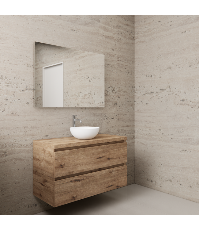 GLISS DESIGN Badkamermeubel Gliss Project 100cm⎢Wellington Oak⎢Onderkast met topblad