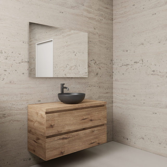 Badkamermeubel Gliss Project 100cm⎢Wellington Oak⎢Onderkast met topblad