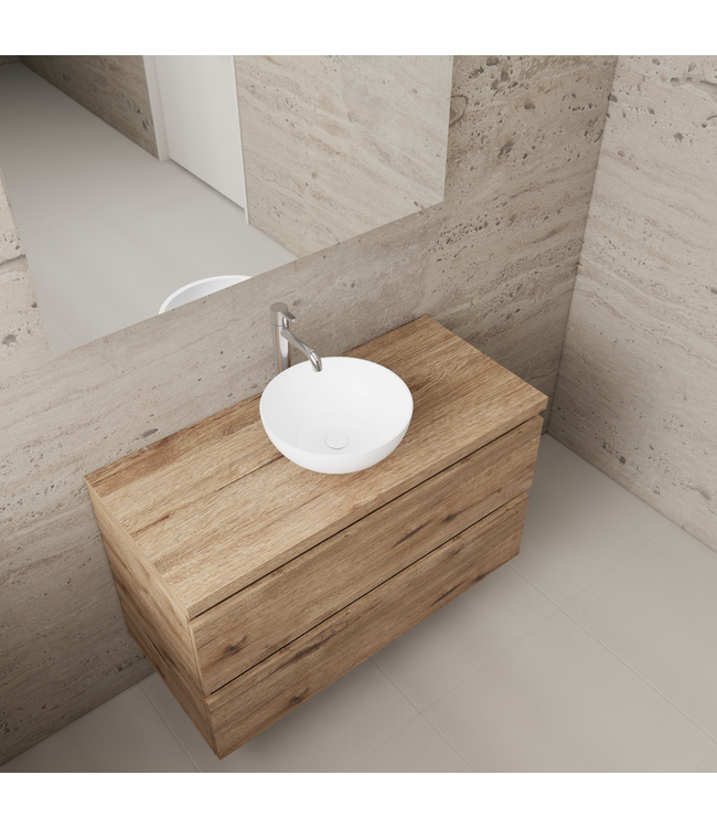 Badkamermeubel Gliss Project 100cm⎢Wellington Oak⎢Onderkast met topblad