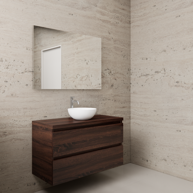 Badkamermeubel Gliss Project 100cm⎢Sonoma Choco⎢Onderkast met topblad