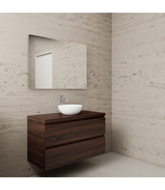 Badkamermeubel Gliss Project 100cm⎢Sonoma Choco⎢Onderkast met topblad