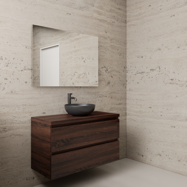 Badkamermeubel Gliss Project 100cm⎢Sonoma Choco⎢Onderkast met topblad