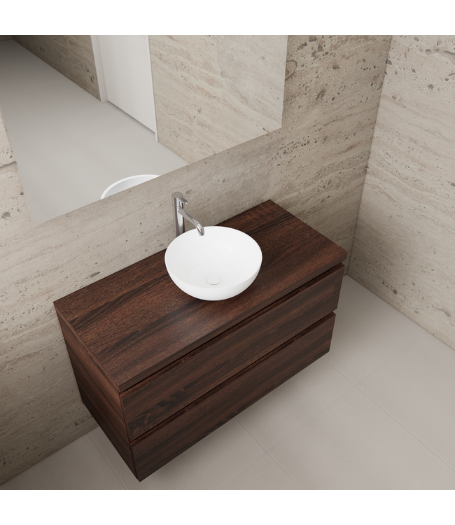 Badkamermeubel Gliss Project 100cm⎢Sonoma Choco⎢Onderkast met topblad