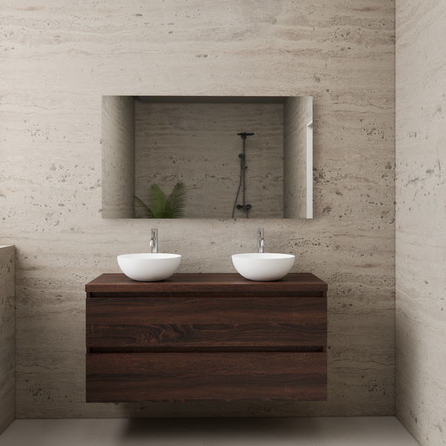 Badkamermeubel Gliss Project 120cm⎢Sonoma Choco⎢Onderkast met topblad