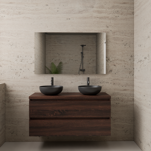 Badkamermeubel Gliss Project 120cm⎢Sonoma Choco⎢Onderkast met topblad