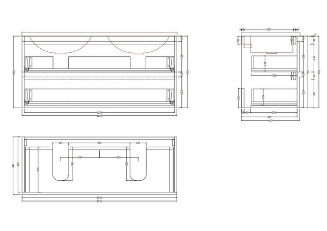 Badkamermeubel Gliss Project 120cm⎢Wellington Oak⎢Onderkast met topblad