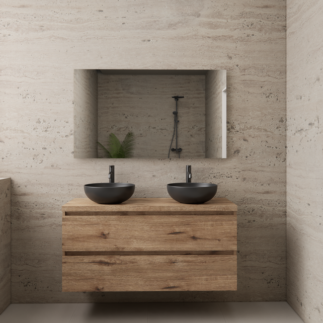 Badkamermeubel Gliss Project 120cm⎢Wellington Oak⎢Onderkast met topblad