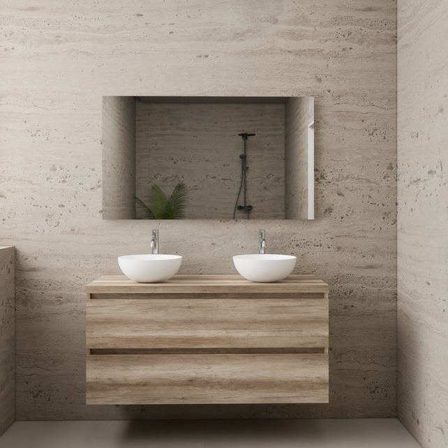 Badkamermeubel Gliss Project 120cm⎢Canyon Oak⎢Onderkast met topblad