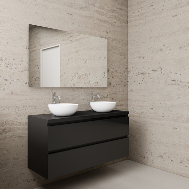 Badkamermeubel Gliss Project 120cm⎢Mat Zwart⎢Onderkast met topblad