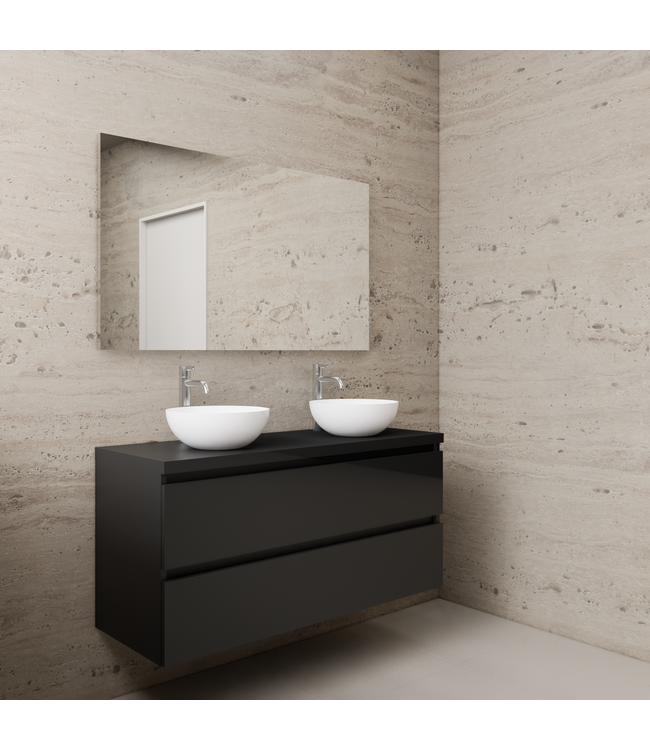 Badkamermeubel Gliss Project 120cm⎢Mat Zwart⎢Onderkast met topblad