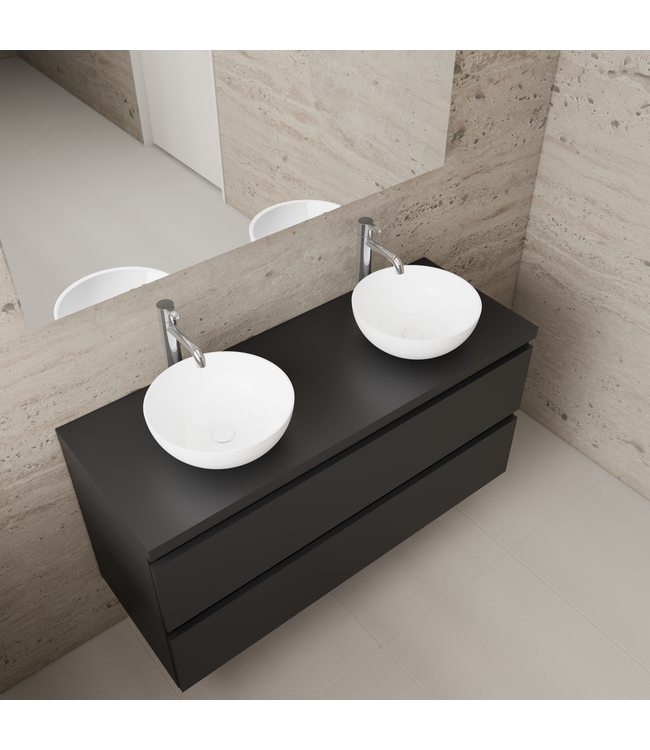 Badkamermeubel Gliss Project 120cm⎢Mat Zwart⎢Onderkast met topblad