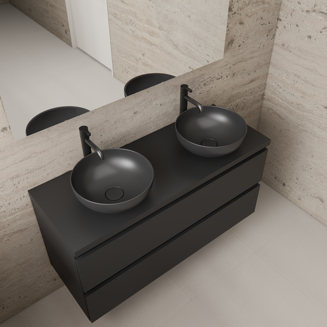 Badkamermeubel Gliss Project 120cm⎢Mat Zwart⎢Onderkast met topblad