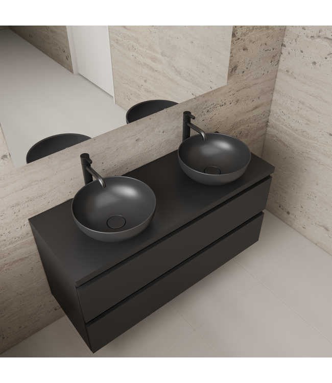 Badkamermeubel Gliss Project 120cm⎢Mat Zwart⎢Onderkast met topblad