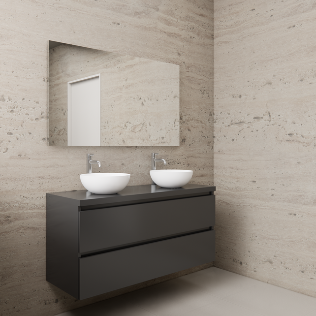 Badkamermeubel Gliss Project 120cm⎢Hoogglans Antraciet⎢Onderkast met topblad