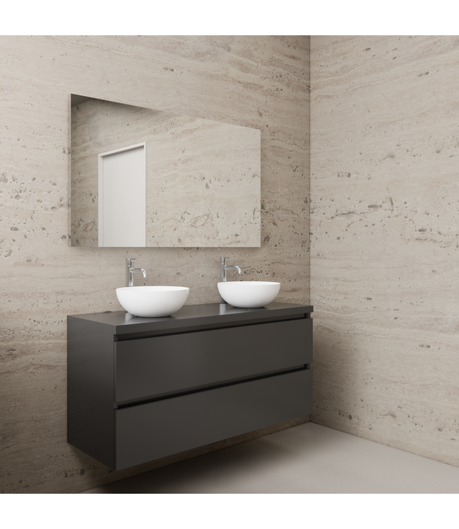 Badkamermeubel Gliss Project 120cm⎢Hoogglans Antraciet⎢Onderkast met topblad