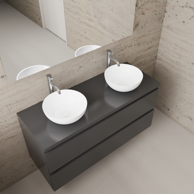 Badkamermeubel Gliss Project 120cm⎢Hoogglans Antraciet⎢Onderkast met topblad