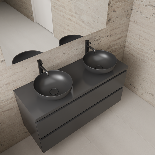 Badkamermeubel Gliss Project 120cm⎢Hoogglans Antraciet⎢Onderkast met topblad