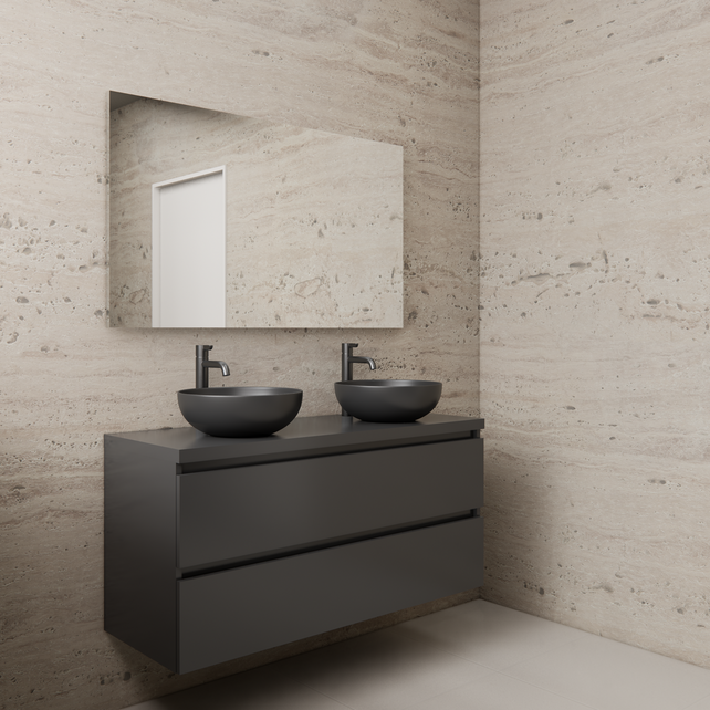 Badkamermeubel Gliss Project 120cm⎢Hoogglans Antraciet⎢Onderkast met topblad