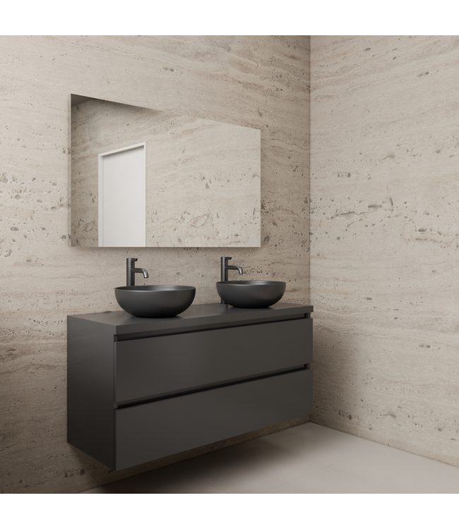 Badkamermeubel Gliss Project 120cm⎢Hoogglans Antraciet⎢Onderkast met topblad