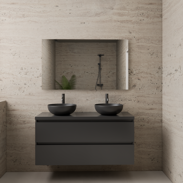 Badkamermeubel Gliss Project 120cm⎢Hoogglans Antraciet⎢Onderkast met topblad