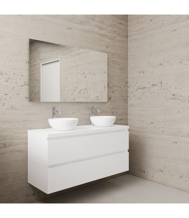 Badkamermeubel Gliss Project 120cm⎢Hoogglans Wit⎢Onderkast met topblad