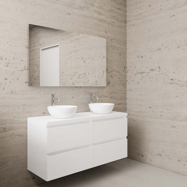 Badkamermeubel Gliss Project 120cm⎢4-lades⎢Hoogglans Wit⎢Onderkast met topblad