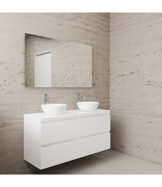 Badkamermeubel Gliss Project 120cm⎢4-lades⎢Hoogglans Wit⎢Onderkast met topblad