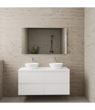 GLISS DESIGN Badkamermeubel Gliss Project 120cm⎢4-lades⎢Hoogglans Wit⎢Onderkast met topblad