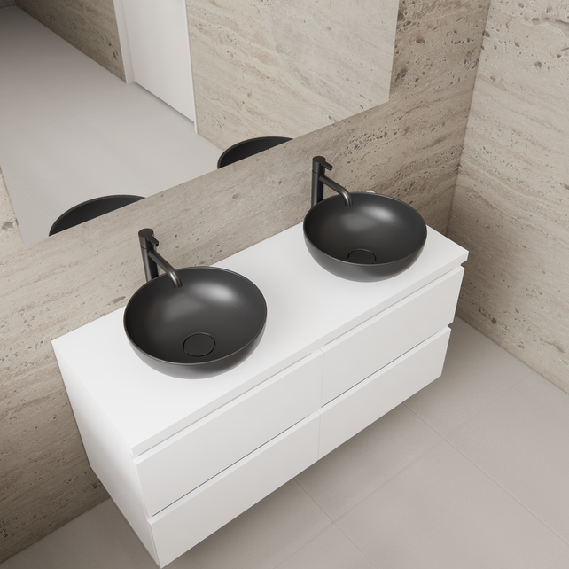 Badkamermeubel Gliss Project 120cm⎢4-lades⎢Hoogglans Wit⎢Onderkast met topblad