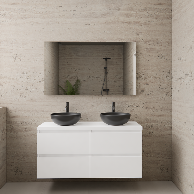 Badkamermeubel Gliss Project 120cm⎢4-lades⎢Hoogglans Wit⎢Onderkast met topblad