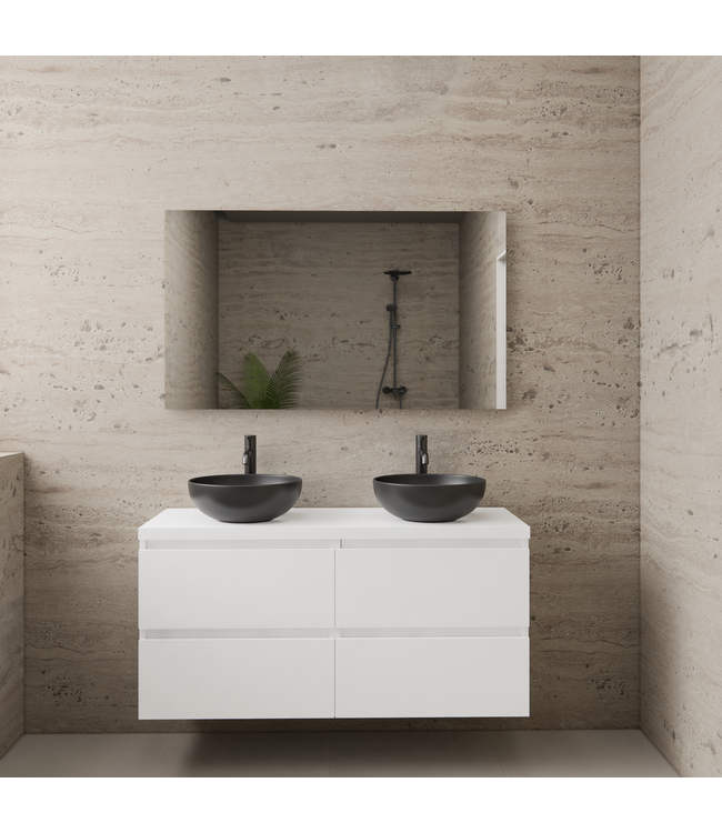 Badkamermeubel Gliss Project 120cm⎢4-lades⎢Hoogglans Wit⎢Onderkast met topblad