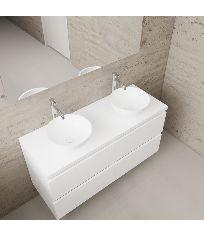 Badkamermeubel Gliss Project 120cm⎢4-lades⎢Hoogglans Wit⎢Onderkast met topblad