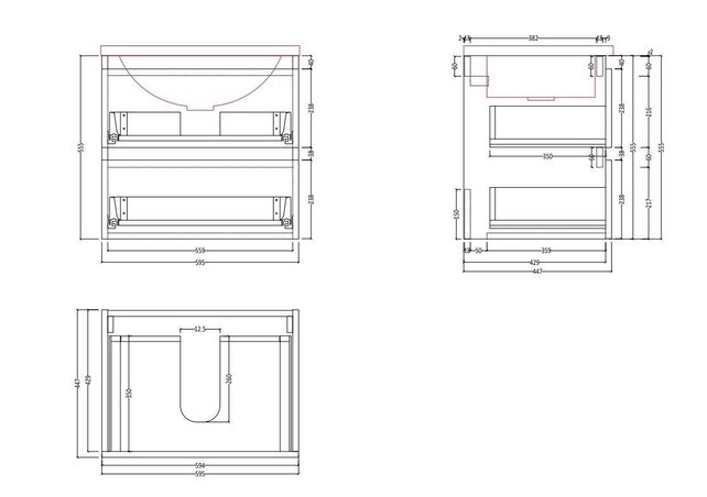 Badkamermeubel Gliss Project 120cm⎢4-lades⎢Hoogglans Wit⎢Onderkast met topblad