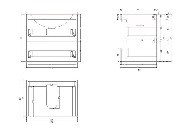 Badkamermeubel Gliss Project 120cm⎢4-lades⎢Hoogglans Antraciet⎢Onderkast met topblad